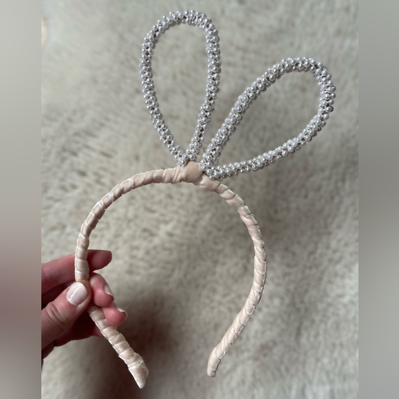 Coco Pearl & Pink Velvet Bunny Ears Headband - Picture 4 of 8
